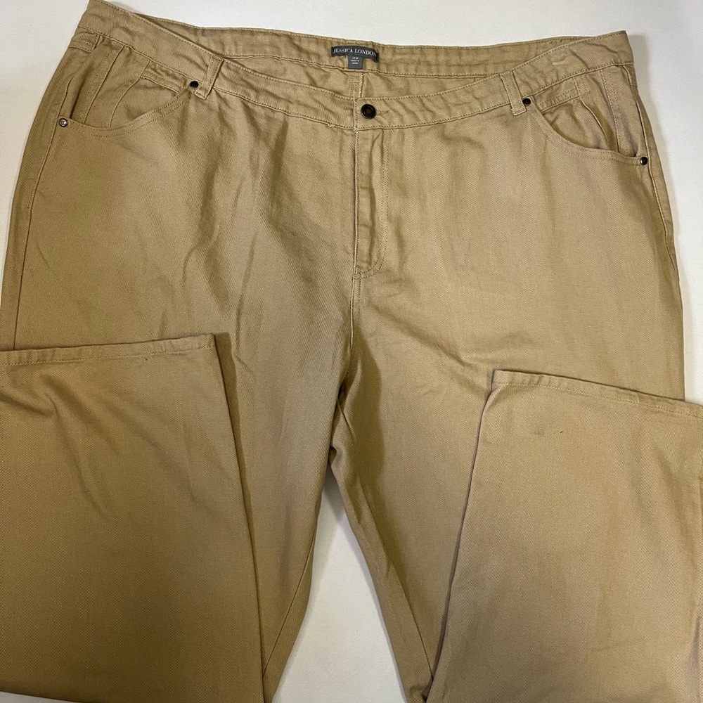 Jessica London Jeans Women's Size 28W Khaki Denim Straight Leg Five Pocket